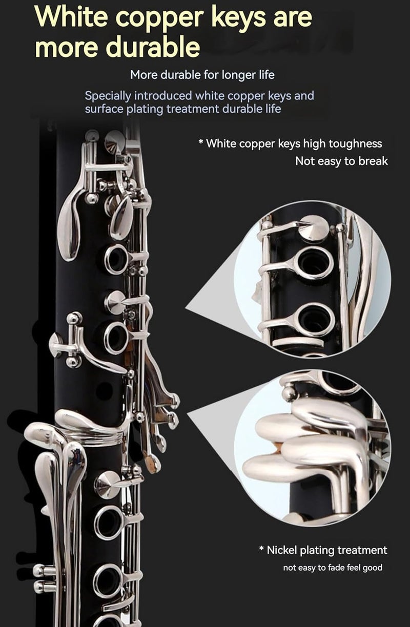 HOGSN clarinet in B flat，beginner's performance, professional playing instrument with box, cleaning kit. - Image 5